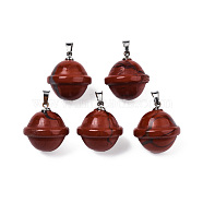 Natural Red Jasper Pendants, with Stainless Steel Color Tone Stainless Steel Findings, Planet, 22.5x20mm, Hole: 3x5mm(PORC-T132-053N)