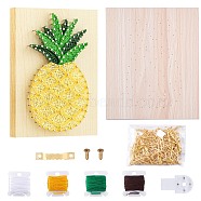 Pineapple Winding Drawing Sets, Including Wood Board, Iron Nails & Hook accessories & Screws, Polyester Thread, Plastic Traceless Hook, Colorful, 25.1x20x1.2cm, Hole: 0.1cm(DIY-WH0188-24)