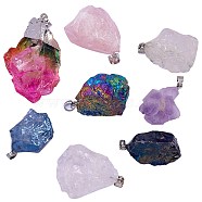 8Pcs 8 Style Natural Mixed Gemstone Pendants, with Platinum Tone Alloy Snap on Bails, Nuggets, 17~50x17~40x11~30mm, Hole: 5~7x2.5~4.5mm, 1pc/style(G-SZ0001-79)