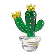 Handmade Blown Glass Cactus Figurines, Mini Cactus Glass Art Statues, Simulation Bonsai Models Collectibles for Home Table Decoration, Mock Plant Ornament , Green, 57x38mm(JX535A)