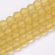 Transparent Glass Beads Strands, Frosted, Round, Pale Goldenrod, 10mm, Hole: 1.5mm, about 33pcs/strand, 12.9 inch(X-GLAA-Q064-11-10mm)