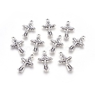 Tibetan Style Alloy Pendants, for Easter, Crucifix Cross, Antique Silver, Cadmium Free & Nickel Free & Lead Free, 23.5x15x3mm, Hole: 1.5mm(LF10635Y-NF)