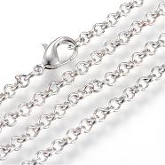 Iron Rolo Chains Necklace Making, with Lobster Clasps, Soldered, Platinum, 29.5 inch(75cm)(MAK-R015-75cm-P)