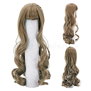 PP Plastic Long Wavy Curly Hairstyle Doll Wig Hair, for DIY Girl BJD Makings Accessories, Saddle Brown, 195x155mm, Inner Diameter: 57mm(DIY-WH0304-260)