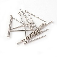 304 Stainless Steel Flat Head Pins, Stainless Steel Color, 16x0.6mm, 22 Gauge, Head: 1.5mm(STAS-G185-07P-0.6x16mm)