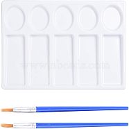 Painting Supplies, with Plastic Imitation Ceramic Palettes, Rectangular Watercolor Oil Palettes & Art Brushes Pen Value Sets, Mixed Color(AJEW-NB0001-76)