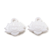 Opaque Acrylic Pendants, Flower Charms, White, 21x23x6mm, Hole: 3.5mm, about 490pcs/500g(SACR-L007-036)