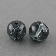 Drawbench Transparent Glass Beads Strands, Spray Painted, Round, Gray, 8mm, Hole: 1.3~1.6mm; about 100pcs/strand, 31.4 inch(X-GLAD-Q012-8mm-14)