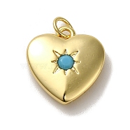 Rack Plating Brass Micro Pave Cubic Zirconia Pendants, Cadmium Free & Lead Free, Heart, Blue, 17x15.5x4mm, Hole: 3mm(KK-R158-01B-G)