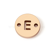 Brass Connector Charms, Laser Cut Flat Round Links with Letter Pattern, 14K Gold Filled, Letter.E, 6x0.8mm, Hole: 0.8mm(KK-TAC0017-04G-02)