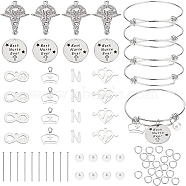 BENECREAT DIY Medical Theme Bangle Making Kit, Including Stainless Steel Charms, 201 Stainless Steel Bangle Making, 304 Stainless Steel Pins & Jump Rings, Glass Pearl Beads, Stainless Steel Color, Bangle Making: 4pcs/box(DIY-BC0004-74)
