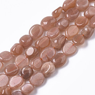 Natural Sunstone Beads Strands, Tumbled Stone, Nuggets, 7~10x7~10x3~8mm, Hole: 1mm, about 42~46pcs/strand, 15.75 inch(40cm)(G-R465-39)
