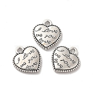 Tibetan Style Alloy Charms, Heart Charm, Antique Silver, 13.5x12x2mm, Hole: 1.5mm, about 500pcs/500g(TIBE-B001-64AS)