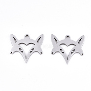 Non-Tarnish 201 Stainless Steel Pendants, Laser Cut, Fox, Stainless Steel Color, 15x16x0.9mm, Hole: 1.2mm(STAS-S081-002)