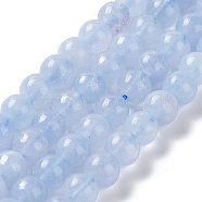 Dyed Natural Malaysia Jade Beads Strands, Round, Cornflower Blue, 6mm, Hole: 1mm, about 31pcs/strand, 7.48 inch(19cm)(G-G021-02A-07)