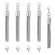 DIY Tassel Pendant Decoration Making Kit, Including PVD Vacuum Plating 304 Stainless Steel Lobster Claw Clasps, Alloy Tassel Pendants, Stainless Steel, 8Pcs/box(DIY-UN0005-37)