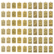 60Pcs 10 Style Tibetan Style Alloy Pendants, Rectangle with Tarot Pattern, Antique Golden, 23~26x13~14mm, 6pcs/style(TARO-DC0001-01AG)