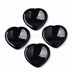 Natural  Obsidian Thumb Worry Stone, Pocket Palm Stones, for Healing Reiki Stress Relief, Heart Shape, 39~40x39~40x5~6mm(G-N0325-01Y)