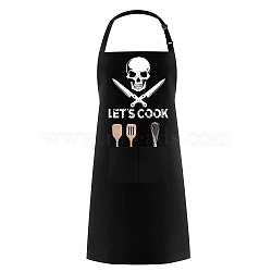 Polyester Apron, Daily Supplies, Rectangle, Skull Pattern, 770x590mm(AJEW-WH0221-007)