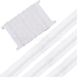 CHGCRAFT Mesh Fabric with Plastic Wheat Beads Ribbon, White, 1-1/2 inch(37mm), 2 yards/bag(OCOR-CA0001-15)