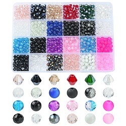 DIY Beaded Stretch Bracelet Making Kit, Including Round & Bicone Glass Beads, Elastic Thread, Mixed Color, Beads: 6x5.5~6mm, Hole: 1~1.6mm, 984~1002Pcs/box(DIY-FS0003-67)