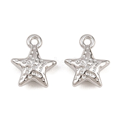 Alloy Charms, Hammered Star Charms, Rack Plating, Cadmium Free & Lead Free, Platinum, 12x10x4mm, Hole: 1.2mm(AL-CBA83D5-07P)