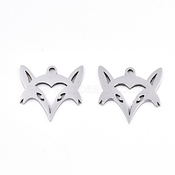 Non-Tarnish 201 Stainless Steel Pendants, Laser Cut, Fox, Stainless Steel Color, 15x16x0.9mm, Hole: 1.2mm(STAS-S081-002)