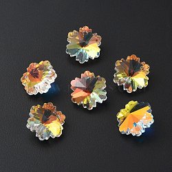 Faceted Glass Pendants, AB Color, Clear AB, Snowflake Charms, 14x12.5x7.5mm, Hole: 1.4mm(GLAA-WH0035-22A)