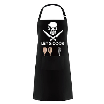 Polyester Apron, Daily Supplies, Rectangle, Skull Pattern, 770x590mm