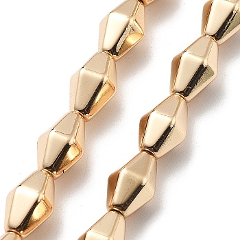 Synthetic Non-magnetic Hematite Beads Strands, Faceted, Bicone, Light Gold Plated, 11.5~12x7x7mm, Hole: 1mm, about 35pcs/strand, 16.54''(42cm)
