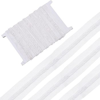 CHGCRAFT Mesh Fabric with Plastic Wheat Beads Ribbon, White, 1-1/2 inch(37mm), 2 yards/bag