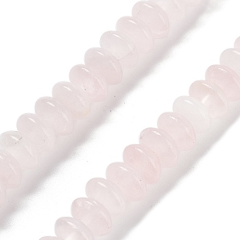 Natural Rose Quartz Beads Strands, Saucer Beads, 10x5mm, Hole: 0.7mm, about 40pcs/strand, 8.19''~8.54''(20.8~21.7cm)