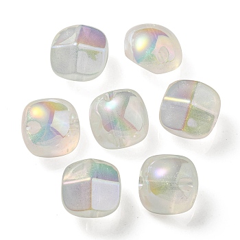 UV Plating Luminous Transparent Acrylic Beads, Glow in The Dark, Half Round, Honeydew, 19x19x15mm, Hole: 3.5mm