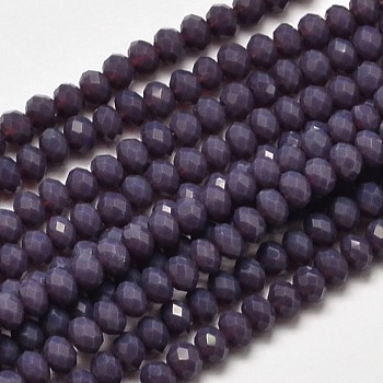 Faceted Rondelle Glass Beads Strands, DarkSlate Blue, 3.5x2mm, Hole: 0.5mm, about 148pcs/strand, 14.9 inch