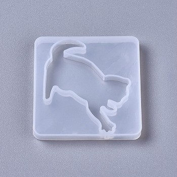 Silhouette Silicone Molds, Resin Casting Molds, For UV Resin, Epoxy Resin Jewelry Making, Cat, White, 52x52x6mm