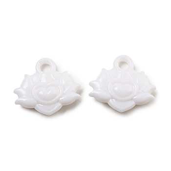 Opaque Acrylic Pendants, Flower Charms, White, 21x23x6mm, Hole: 3.5mm, about 490pcs/500g