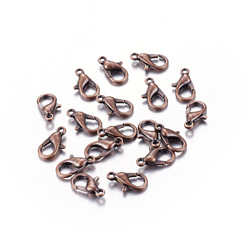 Zinc Alloy Lobster Claw Clasps, Parrot Trigger Clasps, Cadmium Free & Nickel Free & Lead Free, Red Copper, 16x8mm, Hole: 2mm