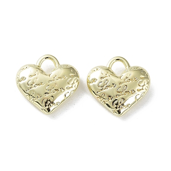 Rack Plating Alloy Pendants, Heart with Love, Golden, 16x16x5mm, Hole: 3x3.5mm