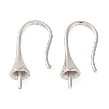 925 Sterling Silver Earring Hooks, Real Platinum Plated, 18.5x9.5mm, Pin: 0.7mm
