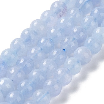 Dyed Natural Malaysia Jade Beads Strands, Round, Cornflower Blue, 6mm, Hole: 1mm, about 31pcs/strand, 7.48 inch(19cm)
