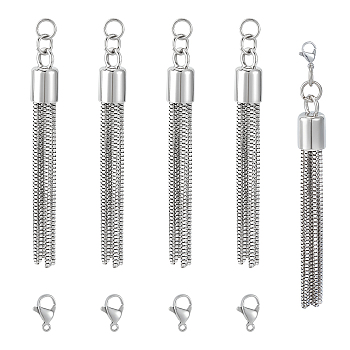 DIY Tassel Pendant Decoration Making Kit, Including PVD Vacuum Plating 304 Stainless Steel Lobster Claw Clasps, Alloy Tassel Pendants, Stainless Steel, 8Pcs/box