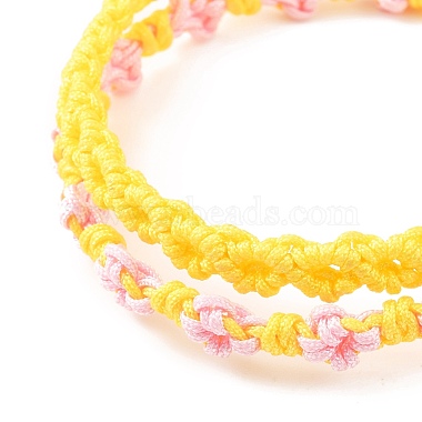 2Pcs 2 Colors Peach Blossom Braided Cord Bracelet(BJEW-JB07610-01)-4