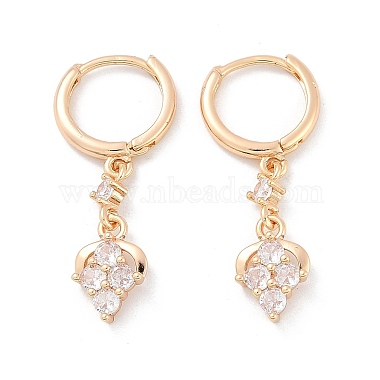 Brass Micro Pave Clear Cubic Zirconia Leverback Earrings(EJEW-K300-14G)-4