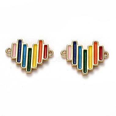Real 18K Gold Plated Colorful Heart Brass+Enamel Links