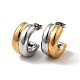 Two Tone C Shaped 304 Stainless Steel Stud Earrings for Women(EJEW-A073-02GP)-1