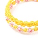 2Pcs 2 Colors Peach Blossom Braided Cord Bracelet(BJEW-JB07610-01)-4