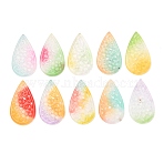 Dyed Natural Quartz Carved Pendants, Teardrop Charms, Mixed Color, 41x23x3mm, Hole: 1.2mm(GG-CBA0022-05)