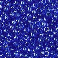 TOHO Round Seed Beads, Japanese Seed Beads, (117) Transparent Luster Blue, 8/0, 3mm, Hole: 1mm, about 1110pcs/50g(SEED-XTR08-0117)