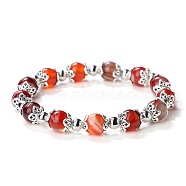 Natural Red Agate Round Beaded Stretch Bracelets for Women(JT2459-11)