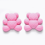 Opaque Resin Cabochons, Bear, Pearl Pink, 24x24x8mm(CRES-N019-10A)